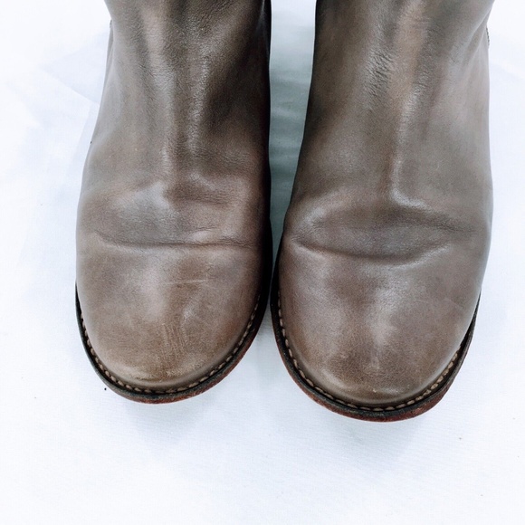 FRYE Womens Tall Riding Boot Paige Grey Leather Buckle Boot Distressed Sz 9 - Picture 4 of 16